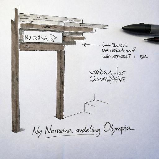 Skisse Norrøna innredning på Olympia Sport